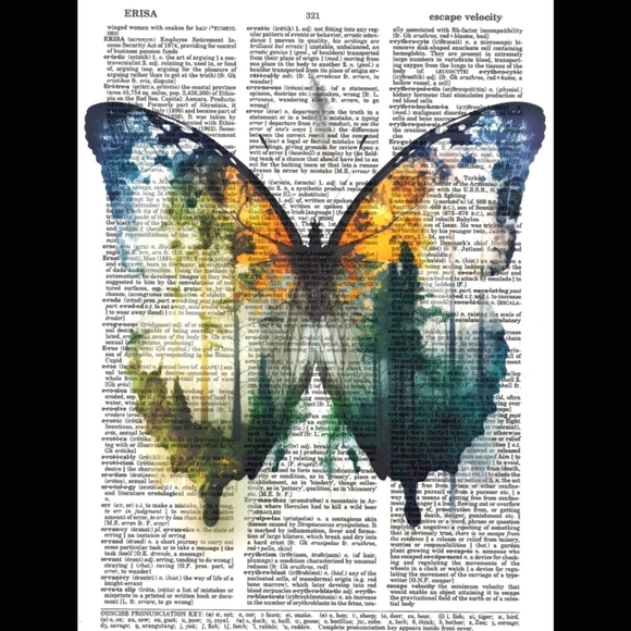 Butterfly Forrest Art Photography Nature Dictionary Art Print - Picture 1 of 4
